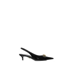 Versace Gianni Ribbon Patent Slingbacks 45 mm in Black and Gold | Heels | Coveti