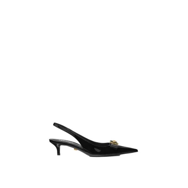Gianni Ribbon Patent Slingbacks 45 mm in Black and Gold
