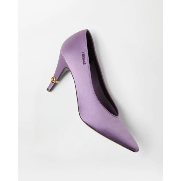 Versace Gianni Satin Pumps 90 mm in Lilac, view 3 | Heels
