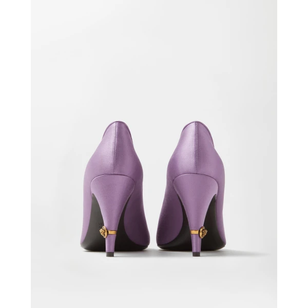 Versace Gianni Satin Pumps 90 mm in Lilac, view 4 | Heels