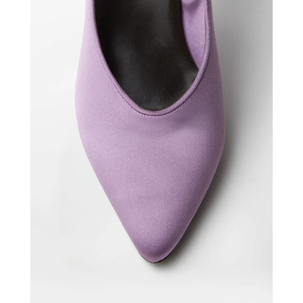 Versace Gianni Satin Pumps 90 mm in Lilac, view 5 | Heels