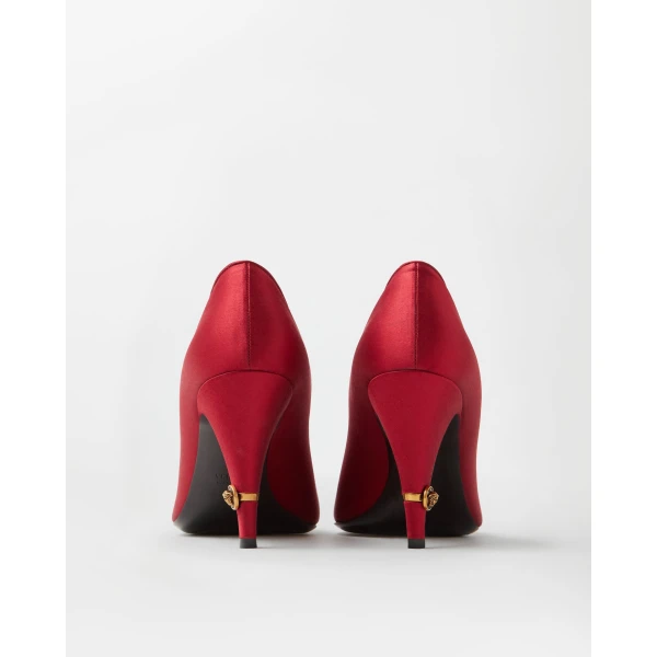 Versace Gianni Satin Pumps 90 mm in Red, view 5 | Heels