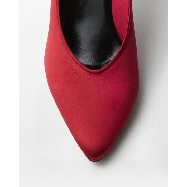 Versace Gianni Satin Pumps 90 mm in Red, view 6 | Heels