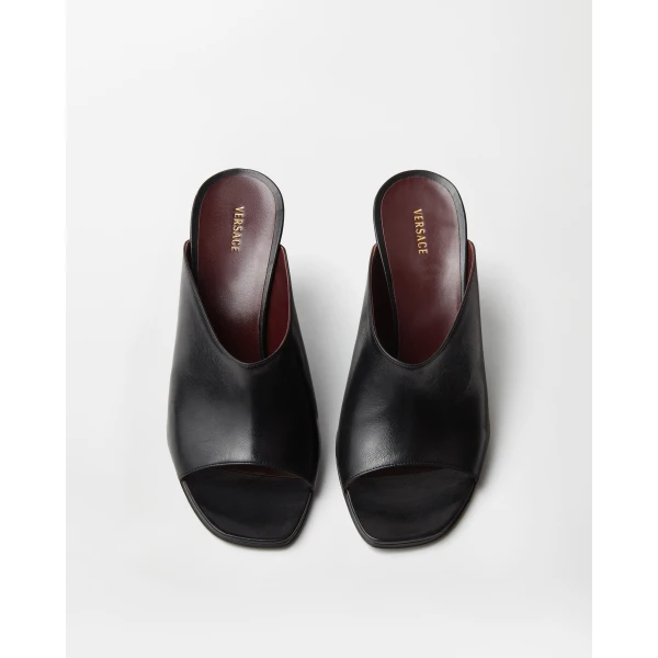 Versace Giulietta Leather Mules 80 mm in Black, view 2 | Mules