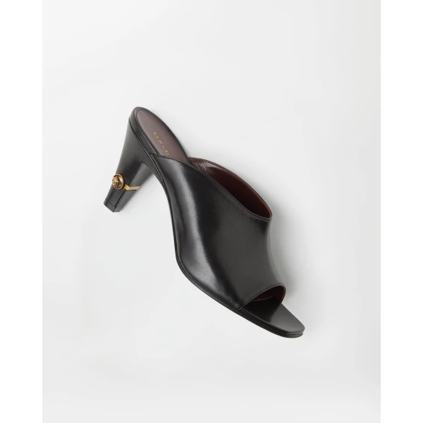 Versace Giulietta Leather Mules 80 mm in Black, view 3 | Mules