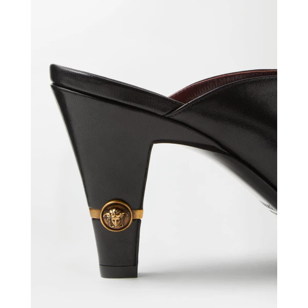Versace Giulietta Leather Mules 80 mm in Black, view 6 | Mules
