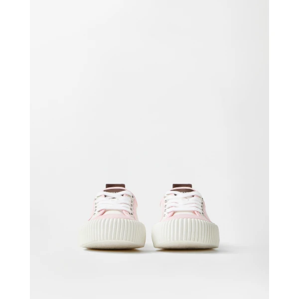 Versace Goliath Canvas Sneakers in White and Pink, view 4 | Sneakers