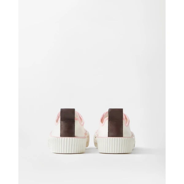 Versace Goliath Canvas Sneakers in White and Pink, view 6 | Sneakers