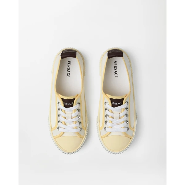 Versace Goliath Canvas Sneakers in White, view 2 | Sneakers