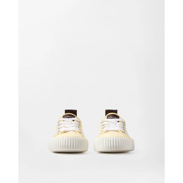 Versace Goliath Canvas Sneakers in White, view 3 | Sneakers