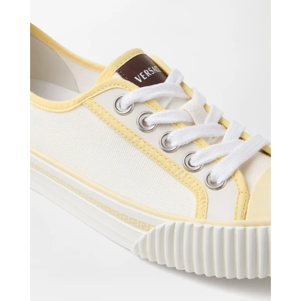 Versace Goliath Canvas Sneakers in White, view 4 | Sneakers