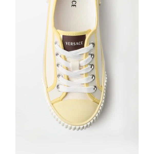 Versace Goliath Canvas Sneakers in White, view 6 | Sneakers