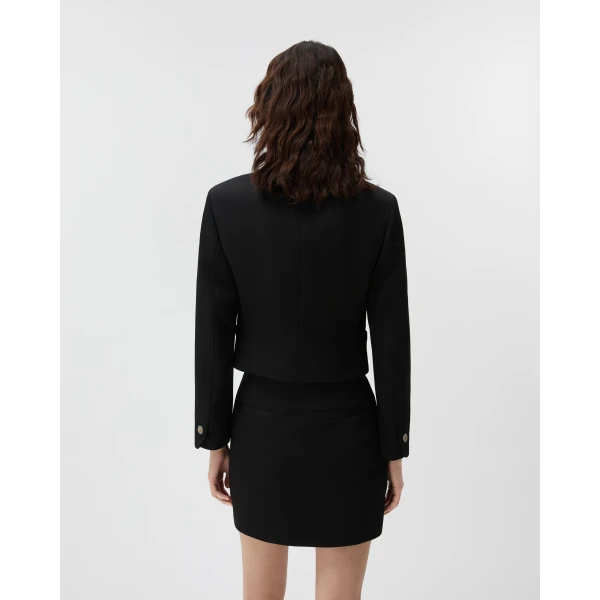 Versace Grain De Poudre Wool Jacket in Black, view 3 | Jackets