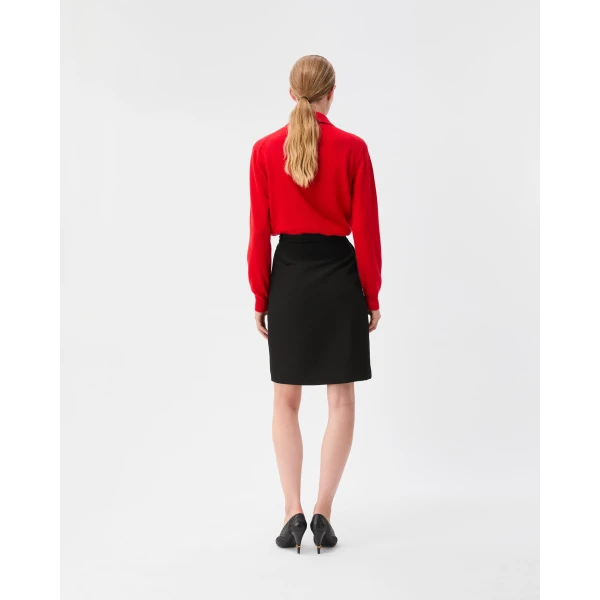 Versace Grain De Poudre Wool Midi Skirt in Black, view 3 | Midi Skirts