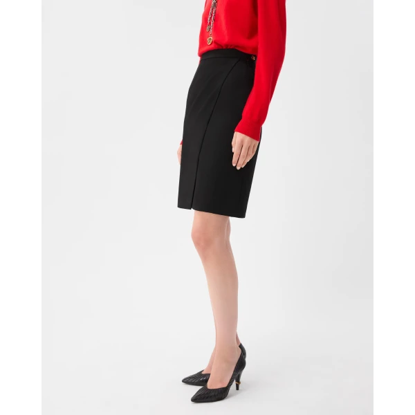 Versace Grain De Poudre Wool Midi Skirt in Black, view 4 | Midi Skirts