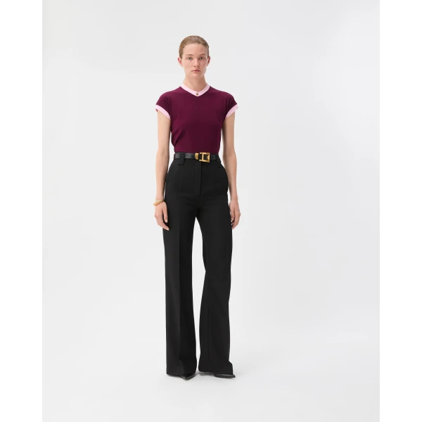 Versace Grain De Poudre Wool Pants in Black, view 2 | Tailored pants