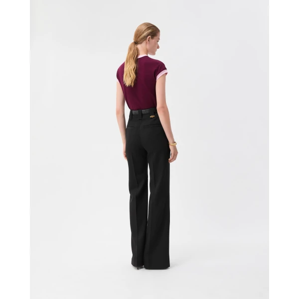 Versace Grain De Poudre Wool Pants in Black, view 3 | Tailored pants