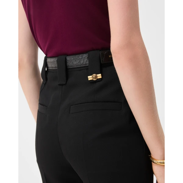 Versace Grain De Poudre Wool Pants in Black, view 5 | Tailored pants