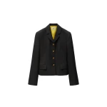 Versace Grain de Poudre Wool Blazer in Black and Lime | Blazers | Coveti