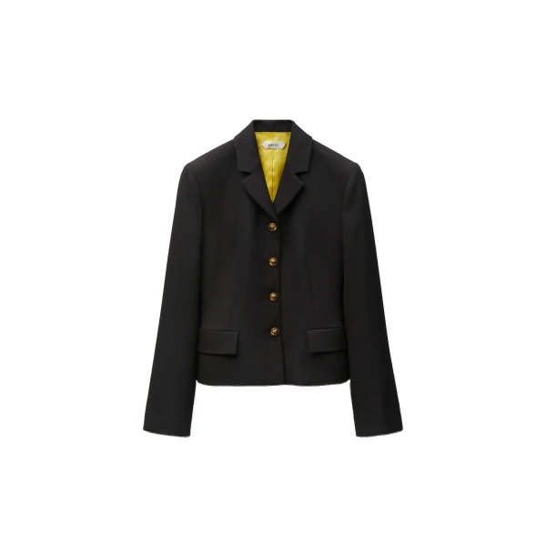 Grain de Poudre Wool Blazer in Black and Lime