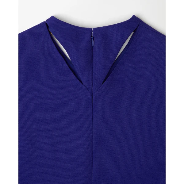 Versace Grain de Poudre Wool Mini Dress in Blue, view 4 | Mini Dresses