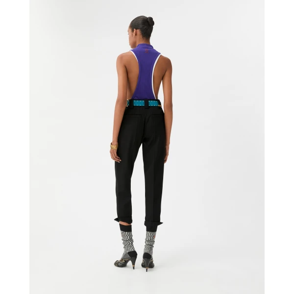 Versace Grain de Poudre Wool Pants in Black, view 3 | Tailored pants