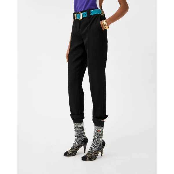 Versace Grain de Poudre Wool Pants in Black, view 4 | Tailored pants