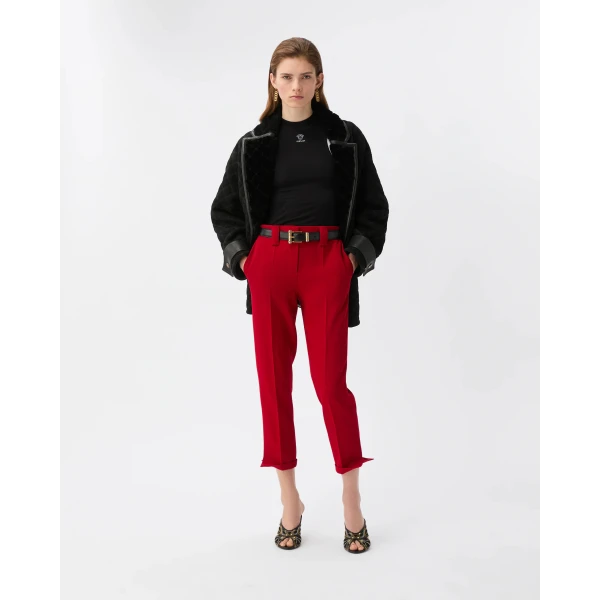 Versace Grain de Poudre Wool Pants in Burgundy, view 2 | Tailored pants