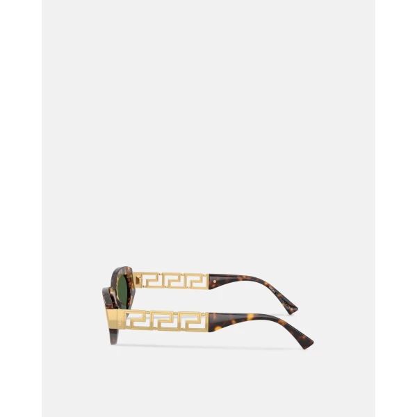 Versace Greca Cat-Eye Sunglasses in Havana and Gold, view 3 | Sunglasses