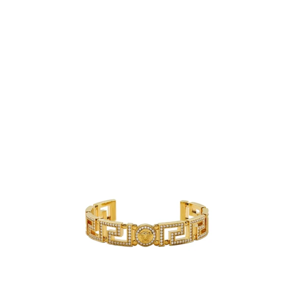 Greca Crystal Cuff Bracelet in Gold