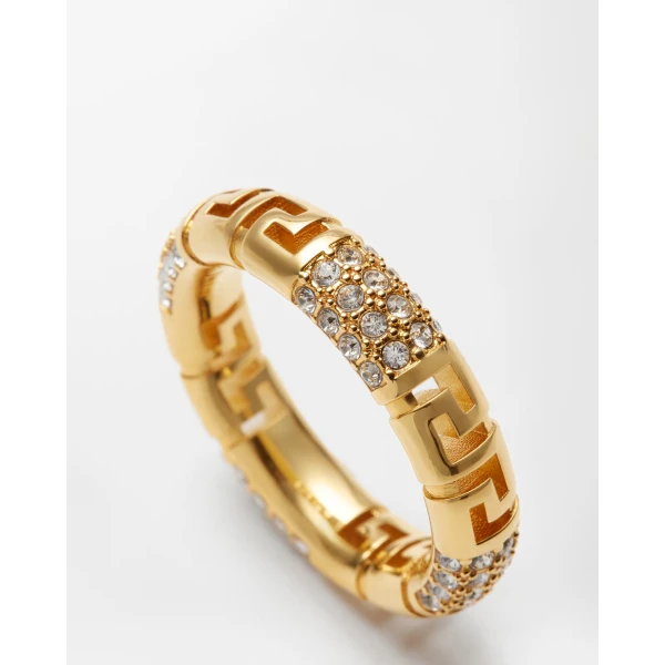 Versace Greca Crystal Ring in Gold Brass, view 2 | Rings