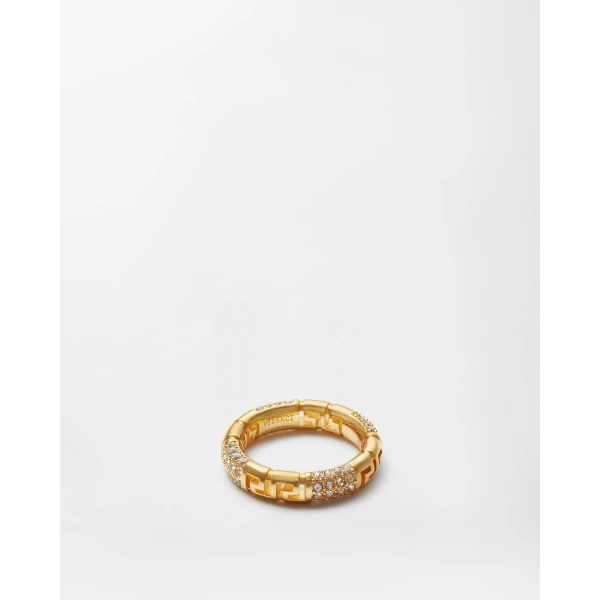 Versace Greca Crystal Ring in Gold Brass, view 3 | Rings