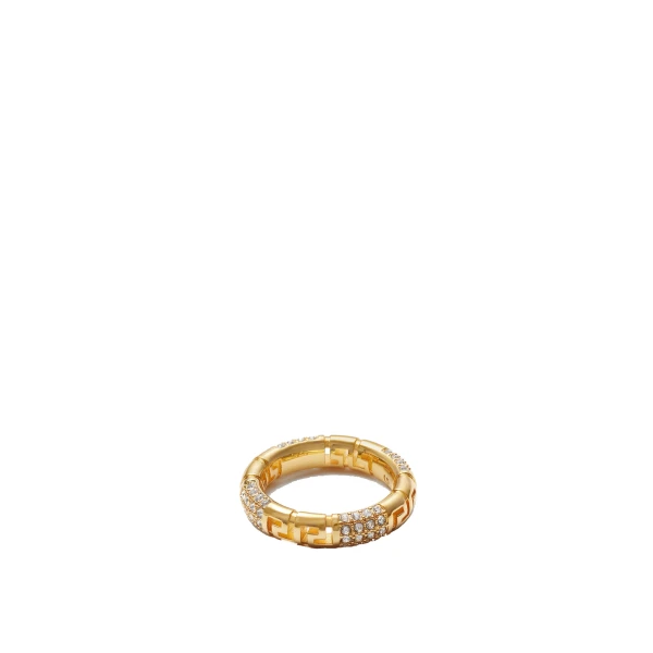 Greca Crystal Ring in Gold Brass