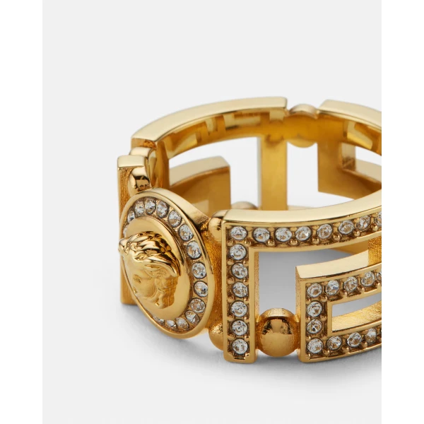 Versace Greca Crystal Ring in Gold Crystal, view 2 | Rings