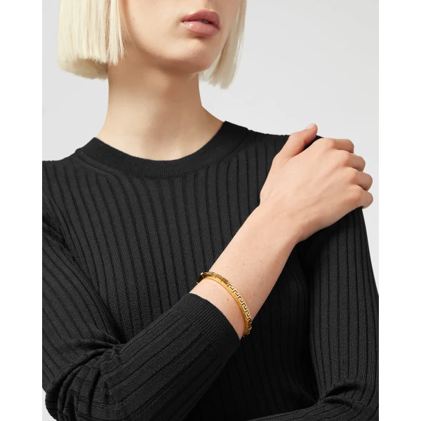 Versace Greca Cuff Bracelet in Gold, view 2 | Cuffs