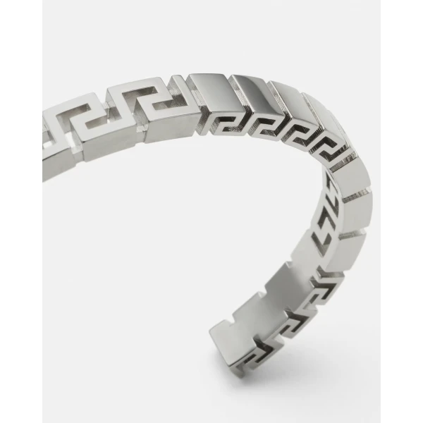 Versace Greca Cuff Bracelet in Silver, view 2 | Cuffs