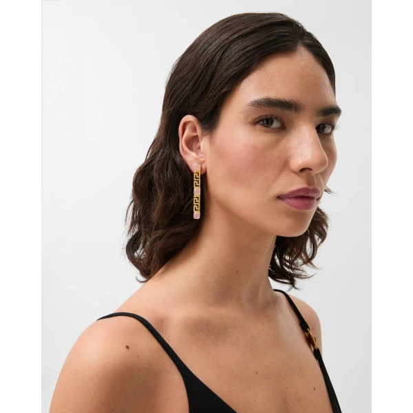 Versace Greca Earrings in Gold and Pink, view 2 | Earrings