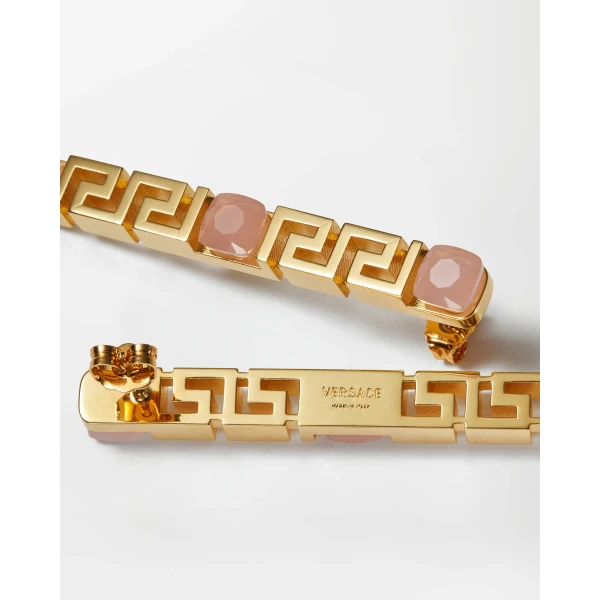 Versace Greca Earrings in Gold and Pink, view 3 | Earrings