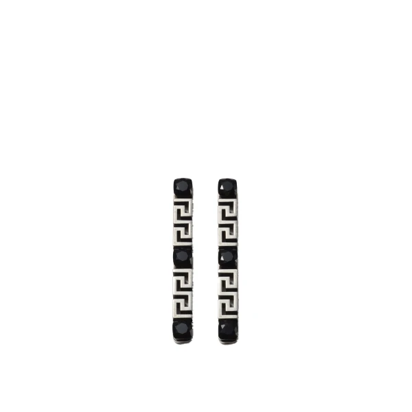 Versace Greca Earrings in Silver Brass | Earrings | Coveti