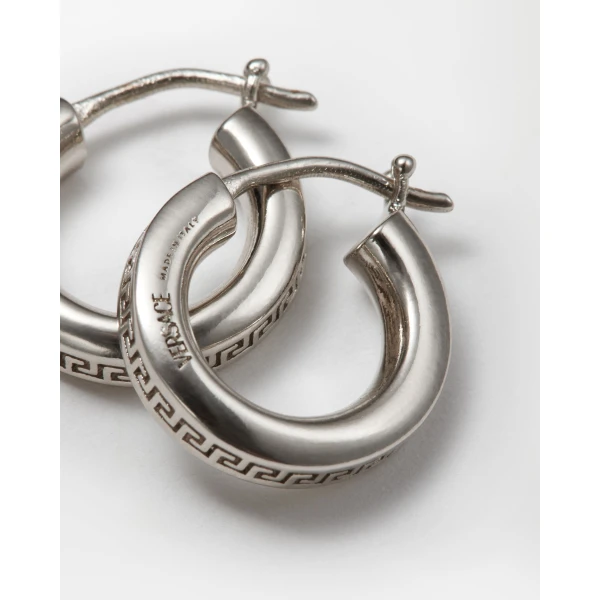 Versace Greca Earrings in Silver Metal, view 2 | Earrings