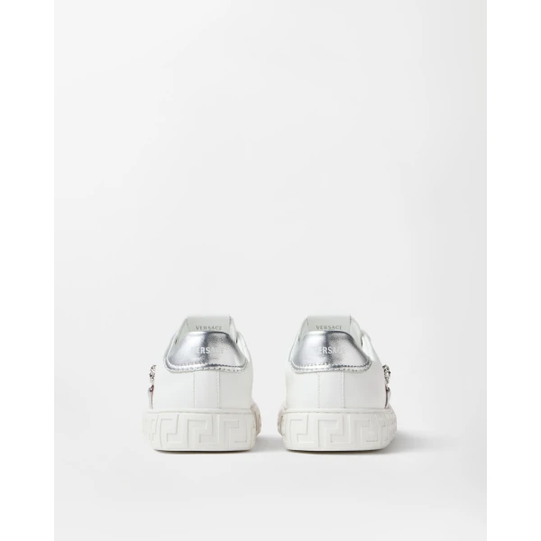 Versace Greca Embellished Sneakers in White, view 5 | Sneakers