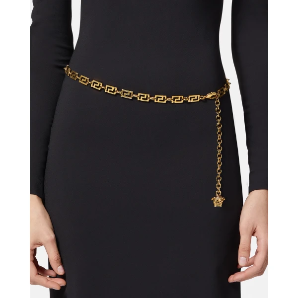 Versace Greca Goddess Chain Belt 1.5 cm in Gold, view 3 | Belts