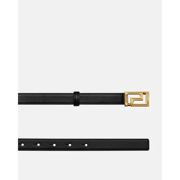 Versace Greca Goddess Leather Belt 2 cm in Black and Gold, view 2 | Belts