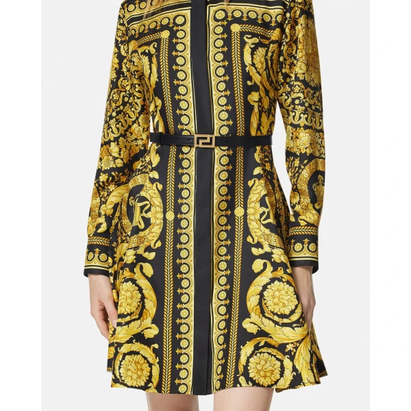 Versace Greca Goddess Leather Belt 2 cm in Black and Gold, view 3 | Belts