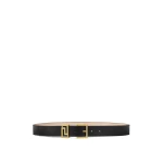 Versace Greca Goddess Leather Belt 3 cm in Black and Gold | Belts | Coveti
