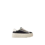 Versace Greca Jacquard Canvas Platform Sneakers in Black and White | Sneakers | Coveti