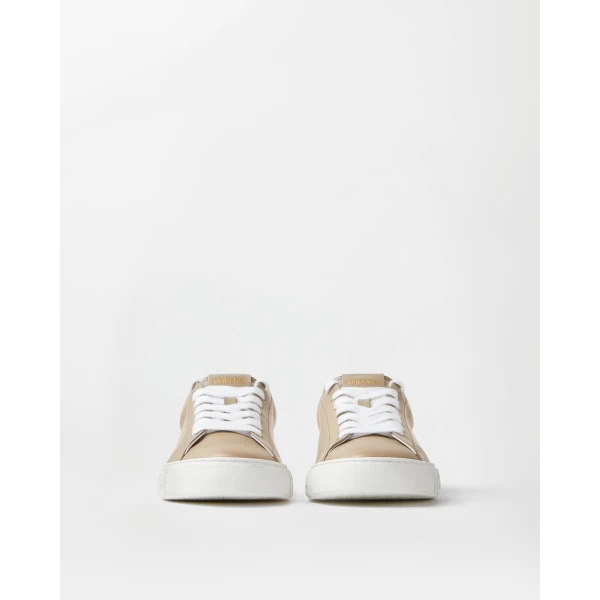 Versace Greca Leather Sneakers in Beige, view 4 | Sneakers