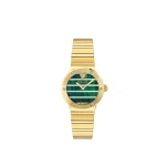 Versace Greca Logo Pearl Watch in Gold and Green | Watches | Coveti