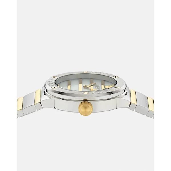 Versace Greca Logo Pearl Watch in Gold and Silver, view 3 | Watches