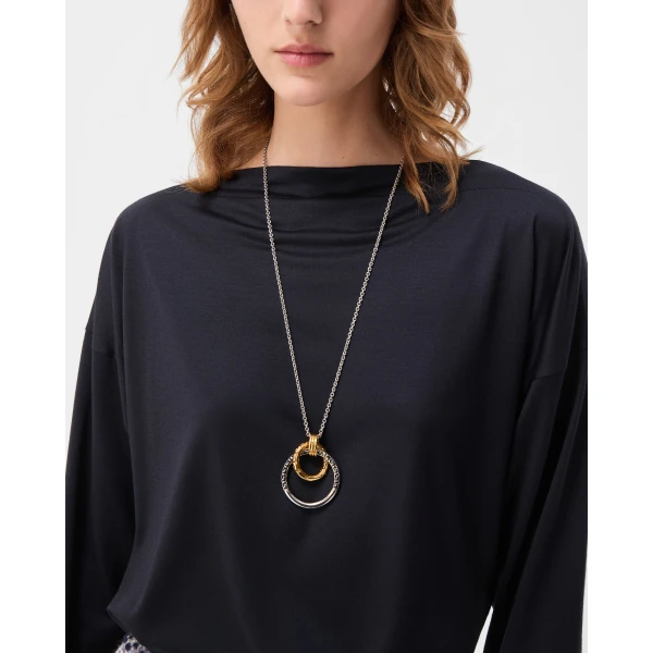 Versace Greca Necklace in Silver and Gold, view 2 | Necklace
